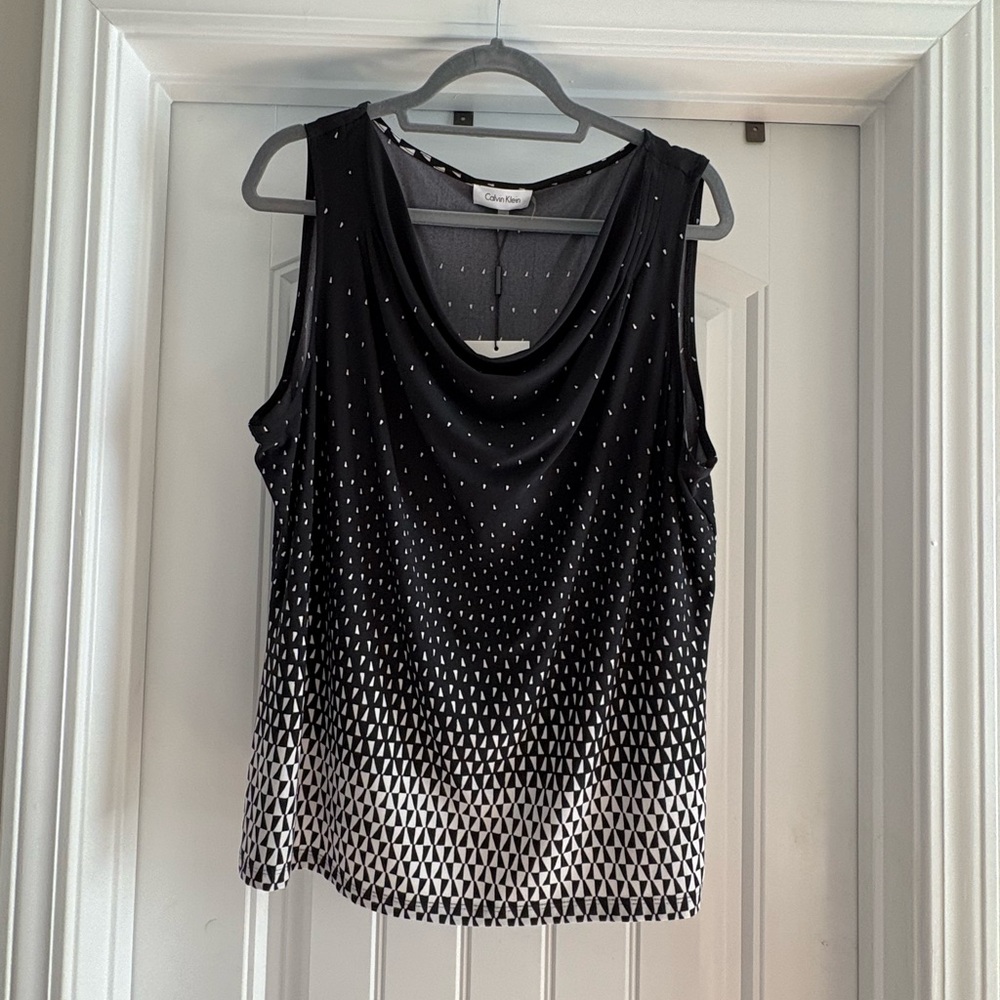 Calvin Klein Black and White Patterned Blouse